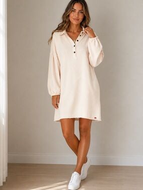 n:philanthropy Sweatshirt Dress S Beige Soft Cozy Casual Long Bell Sleeve Travel